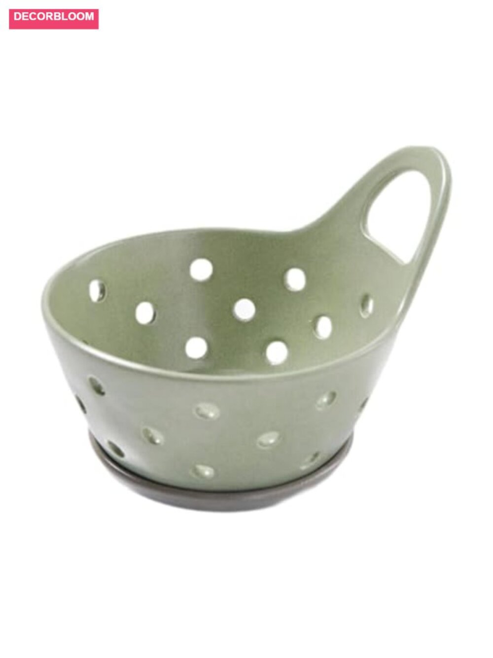Self Draining Fruit Bowl Colander Ceramic Vegetable Strainer with Handle